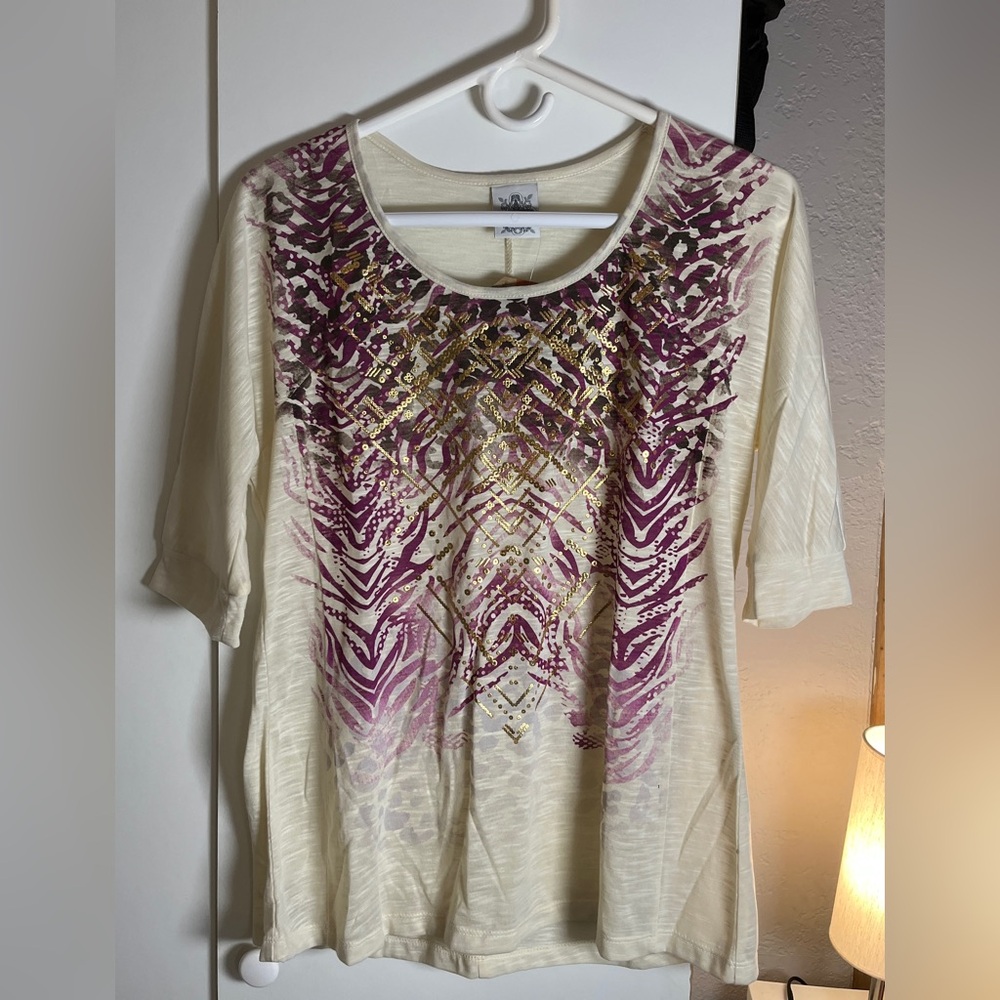 Kmart women's printed sweater 3/4 sleeves, size M